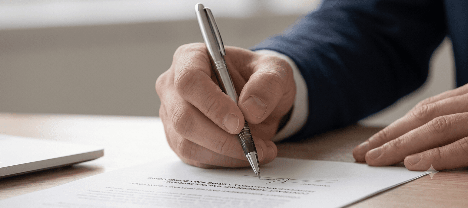 Hand signing a document